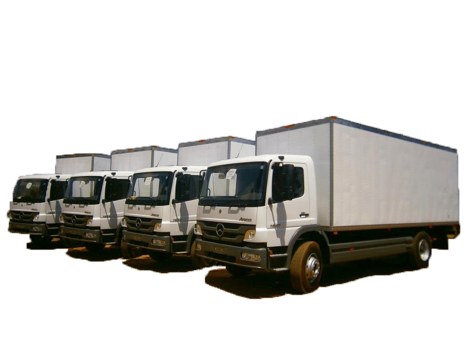 Imagen de 4 camiones grandes en fila